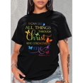 thumbnail image 1 of Women's Fashion Short Sleeve T-Shirt, With Colorful Gradient Butterfly & Inspirational Quote Print, Casual Round Neck Top, 1 of 6