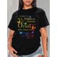 thumbnail image 1 of Camiseta Para Mujer De Verano Cuello RedondoWomen's Fashion Short Sleeve T-Shirt, With Colorful Gradient Butterfly & Inspirational Quote Print, Casual Round Neck TopFather's Day, Mother's Day, New Y, 1 of 7