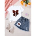 thumbnail image 3 of MEZZALL Child Girls Summer Outfit Sets Fashion Heart Printed T Shirt And Denim Skirt Casual Two Piece Playwear Comfy O-Neck Fashionable Daily Clothes Sets, 3 of 3
