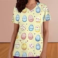thumbnail image 4 of Easter Scrub Tops for Women Watercolor Colorful Rabbits Graphic V Neck Short Sleeve Professional Healthcare Uniform with Pockets Festive Nurse Clothes, 4 of 6