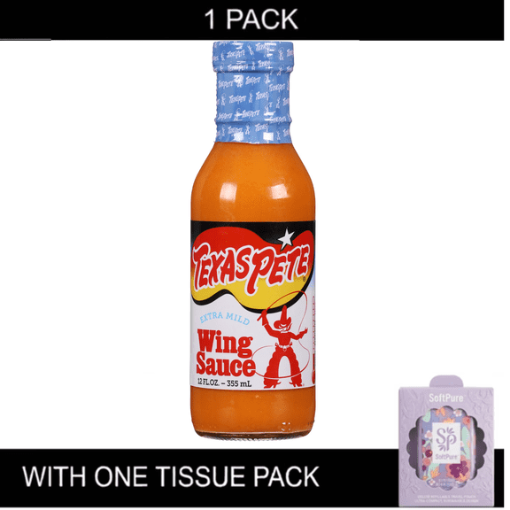 Texas Pete Wing Sauce Extra Mild Gluten-Free 12 fl oz with Tissue Pack