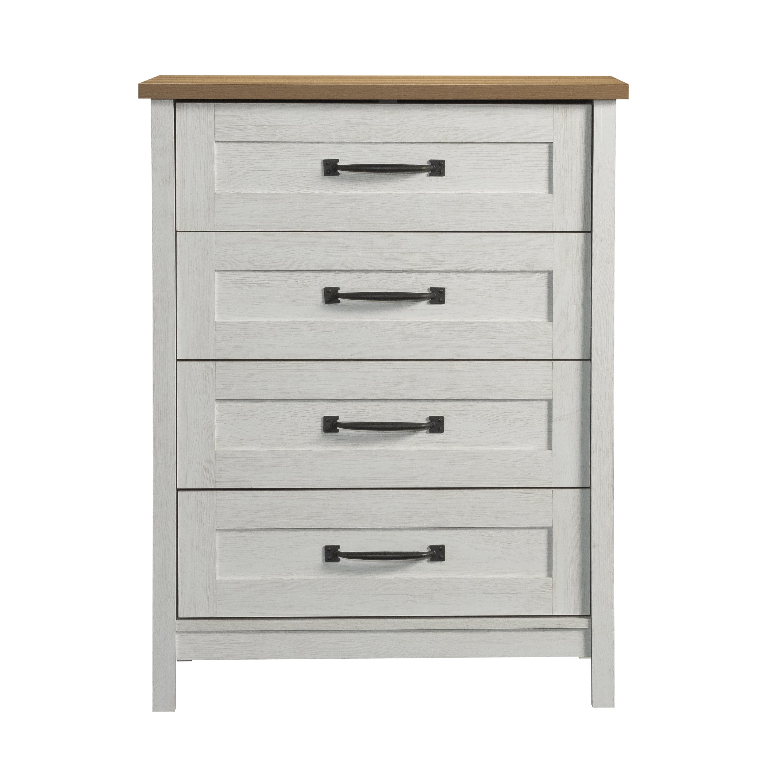 Better Homes & Gardens Modern Farmhouse 4-Drawer Dresser, Alabaster and Light Honey Finish