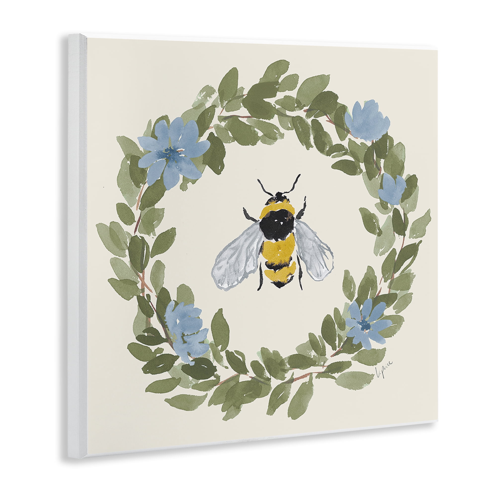 Stupell Industries Floral Wreath Bee Celebration Wall Plaque Art, design by Lucille Price
