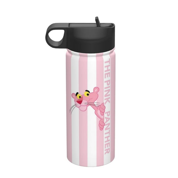 Pink Panther 18 Oz Insulated Sports Water Bottle, Stainless Steel Tumbler With Straw Cap For Travel Hiking