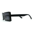 thumbnail image 3 of Womens Mod Mono Block Lens Narrow Rectangle Sunglasses All Black, 3 of 4