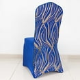 thumbnail image 2 of BalsaCircle Spandex Royal Blue Gold Stretchable Banquet Chair Cover with Wavy Embroidered Sequin Party Events Decorations, 2 of 7