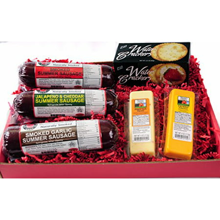 Wisconsin's Best Snacker Gift Basket - features Smoked Summer Sausages Sampler, 100% Wisconsin Cheeses and Crackers - A Perfect Snack or (Best Summer Sausage Brand)
