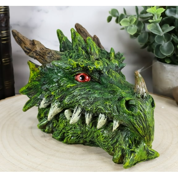 Ebros Fantasy Greenman Spiked Tree Dragon Head Decorative Jewelry Box Figurine