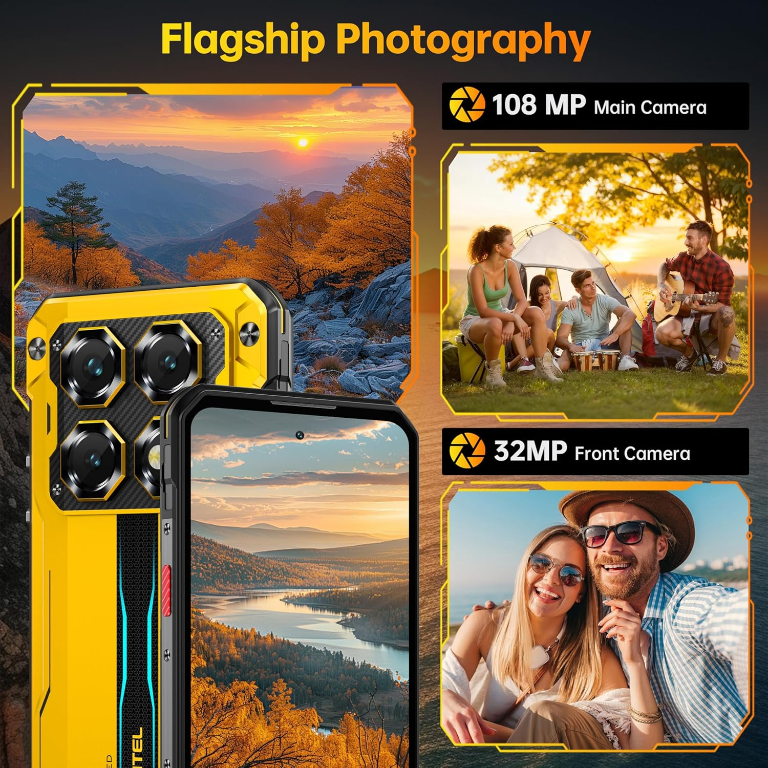 OUKITEL WP60 5G Rugged Smartphone Unlocked, 24GB RAM + 256GB ROM, 7.2" 120Hz Large Screen Cell Phone, 10000mAh Battery, 108MP Camera with Night Vision, Android 15 Waterproof Mobile Phone