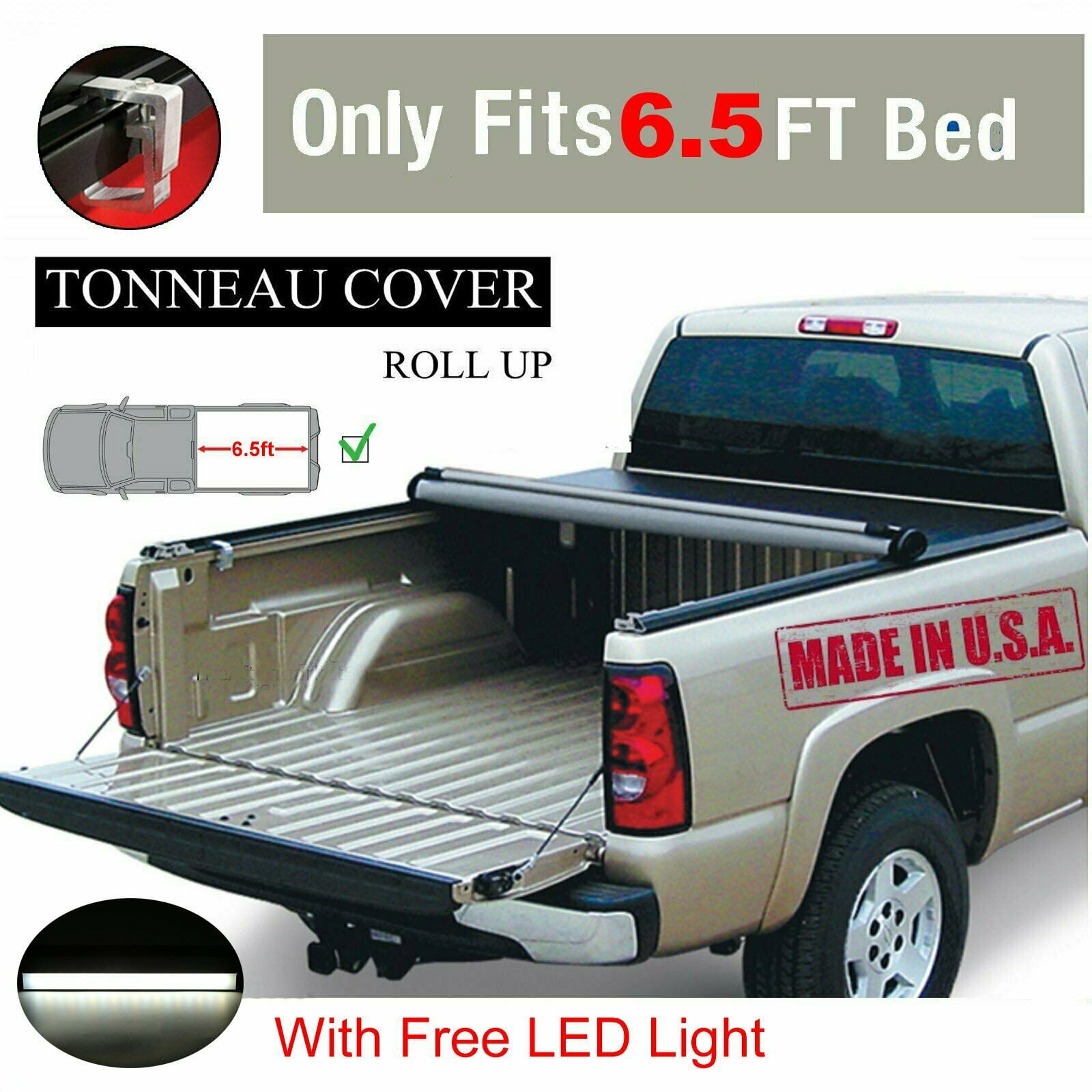 Premium Black 6 5ft Roll Up Tonneau Cover Bed 14 19 For Chevy For Silverado Walmart Com Walmart Com