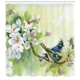 thumbnail image 3 of Ambesonne Flowers Shower Curtain, Watercolor Birds Spring, 69"Wx70"L, Reseda Green and Yellow, 3 of 3