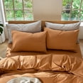 thumbnail image 4 of MooMee Pillowcases 100% Washed Cotton Linen Like Textured Envelope Closure Set of 2 (Burnt Orange, King), 4 of 5