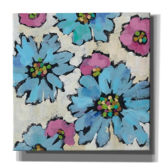Epic Graffiti 'Graphic Pink and Blue Floral II' by Silvia Vassileva, Canvas Wall Art, 18"x18"