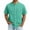 Green, variant on Men's Denim Shirt Short Sleeve Crew Neck Button Down T-Shirt Washed Casual Summer Top