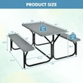 thumbnail image 2 of ORALNER Picnic Table, Resin Dining Table & 2 Benches Set, Weather Resistant Wood Grain Plastic Tabletop & Steel Frame, Picnic Tables for Outdoors, Porch Yard Patio Lawn Party Camping (Grey), 2 of 9