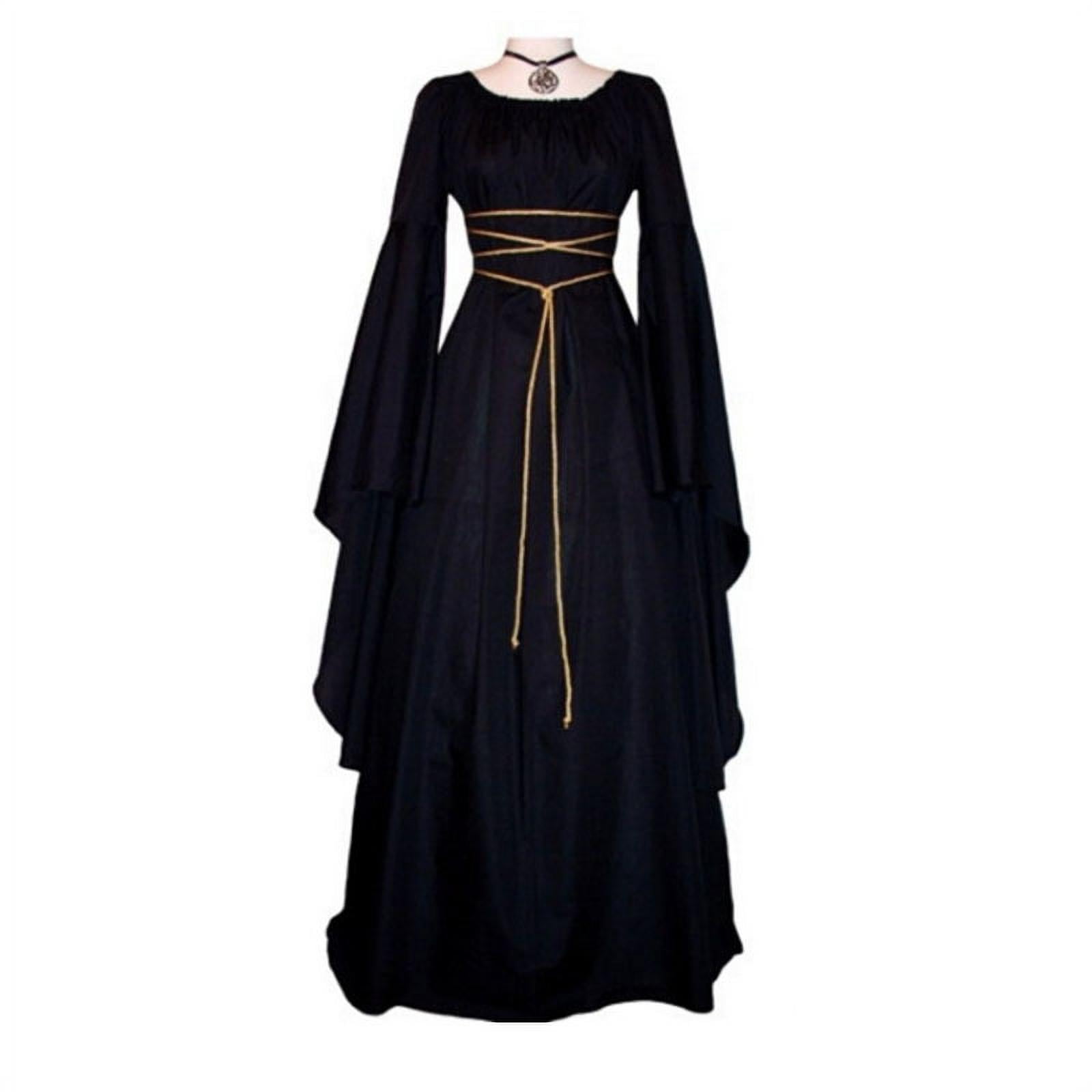 Halloween Dress,Gothic Style Polyester Solid Color Long Sleeve Round ...