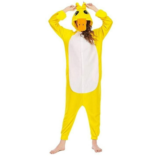 Pyjamas Animaux Costumes Cosplay Pyjamas Adulte Unisexe Tenue Animal Costumes Animaux Combinaison Petit Canard Jaune-P