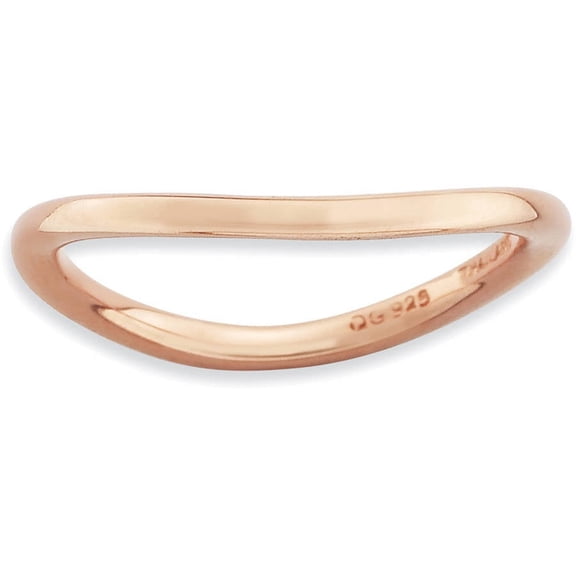 Sterling Silver Polished Pink-Plate Wave Ring