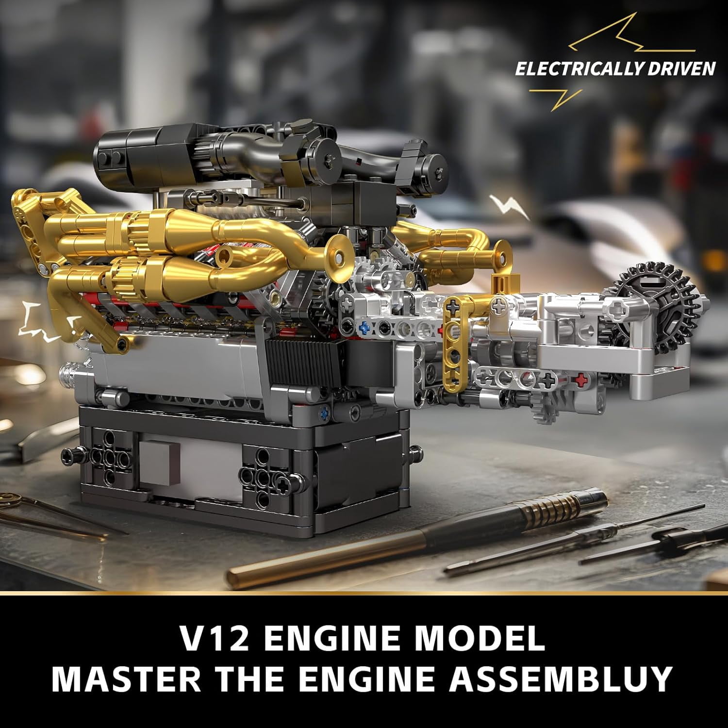 10224 V12 Engine Model that Works - Build Your Own V12 Engine Toy, Petrol Car Engine Replica Model Building Kit for Car Enthusiasts & Collectors (974 Pieces)
