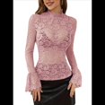 thumbnail image 2 of Blusas de Encaje para Mujer, Blusas Transparentes de Larga para Mujer, Blusas Informales Elegantes. Gris Rosado Pálido XXL, 2 of 8