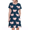 thumbnail image 1 of Easygdp Pig 1 para Vestido Transpirable de Mujer, Vestido Suelto de Manga Corta con Pliegues y Bolsillos para el Verano, 1 of 6