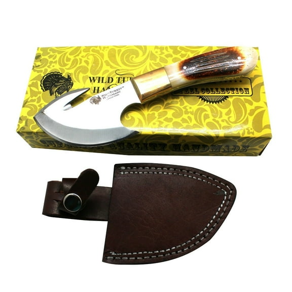 Wild Turkey Handmade Collection 8" Gut Hook Skinner Fixed Blade Knife