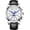 Black Leather-White, variant on Men's Automatic-Self-Wind Watch Multifunction Moon Phase 24-Hours Stainless Steel Calfskin Leather Watch
