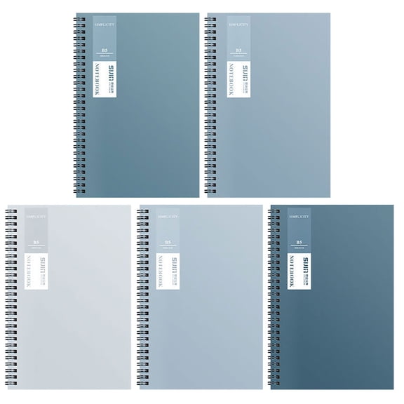 Set of 5 A5 Spiral Journals – College Ruled, 80 Sheets/160 Pages, Kraft Cover in Earthy Tones, for Work, School, and Office Use