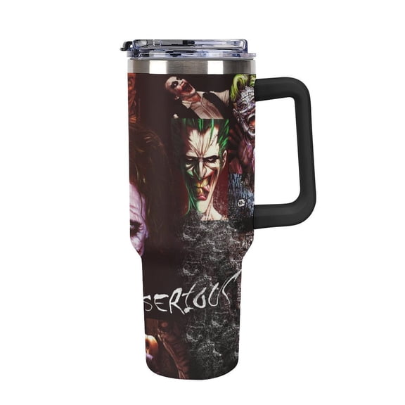 Joker Tumbler with Handle and Straw Lid Insulated Tumbler Stainless Steel Water Bottle Cup Gifts 40oz