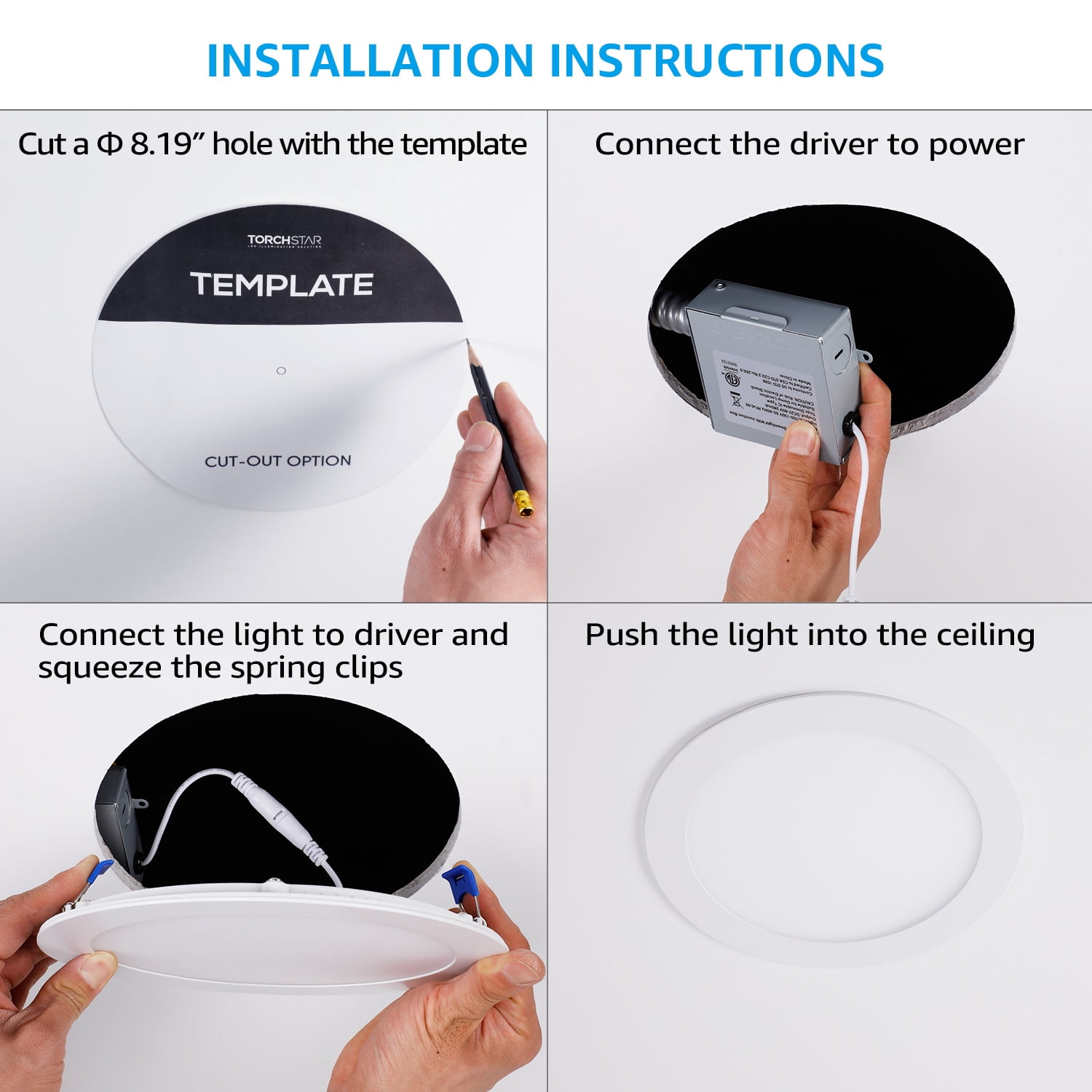 6 Pack 18W 8 Inch Ultra-Thin Recessed Ceiling Light with J-Box, 3000K Warm White, 120W Eqv. Dimmable IC-rated Downlight