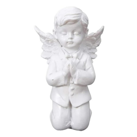 Figura de ángel adorable blanca de estilo europeo, estatua artesanal para decoración de interiores y exteriores. niño de oración