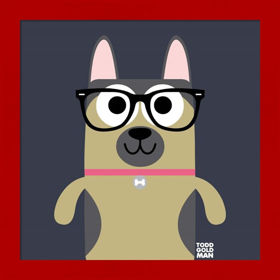 Great Art Now Bow Wow German Shepherd by Todd Art, Framed Wall Art, 14W x 14H