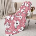 thumbnail image 6 of Halloween Blanket Throw Blanket for Couch Sofa and Bed, pink-background-halloween-ghost Halloween Plush Throw Blanket, Halloween Decor Fuzzy Cuteness Comfy Flannel Blanket, 6 of 7