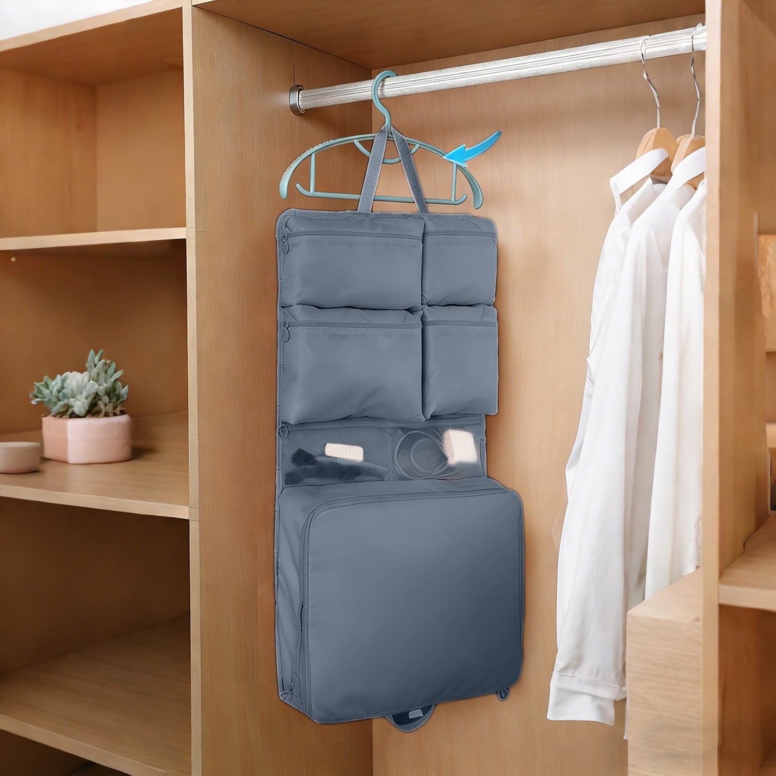 7-in-1 Hanging Travel Storage Bag Large Capacity Clothes Organizer for Underwear Toiletries Shoes - Foldable Portable Packing Cube for Suitcase Carry On Luggage - Closet Organizer for Home or Hotel