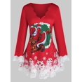 thumbnail image 1 of Más el tamaño de la Navidad del copo de nieve del cordón del Grupo Noel Túnica Tee Rosegal Mangas largas de talla grande, 1 of 5