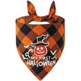 thumbnail image 2 of Halloween Dog Bandana, Reflective Plaid Pumpkin Ghost Scarf for Holiday Pet and Party Decor, 2 of 4