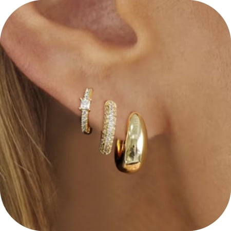 GOSFRY 14K Gold Plated Lightweight Small Hoop Earrings for Women Chunky Open Hoops Earrings for Women Jewelry Gifts
