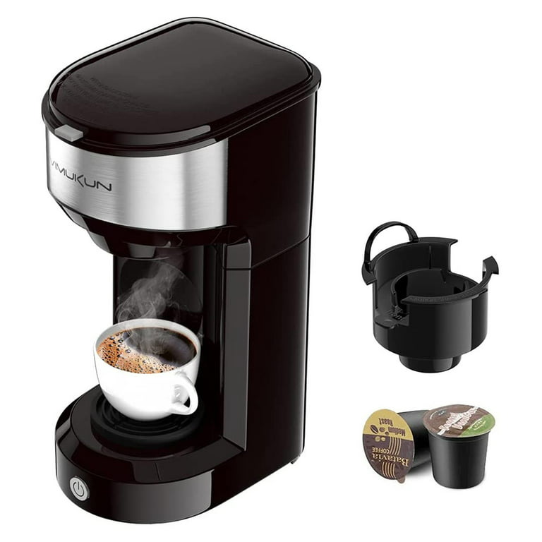 Single Serve Coffee Maker 2 in 1 for K Cup Pod & Ground Coffee, Mini K Cup  Coffee Machine 14 Oz, One Cup Coffee Brewer with One-Bouton Fast Brewing