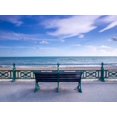 thumbnail image 2 of Frank, Assaf 32x25 Black Ornate Wood Framed with Double Matting Museum Art Print Titled - Bench at seaside promenade, 2 of 4
