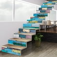 thumbnail image 5 of Stair Stickers WALL Home Rustic Colorful Patchwork Wooden Printed Stairs Self Adhesive Decoration Wall Sticker 39.37"x7.09", 5 of 9
