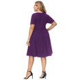 thumbnail image 2 of Hanna Nikole Women Plus Size Casual Short Sleeve Dresses Empire Waist Dress Elastic Crew Neck A-Line Dress with Pockets, 2 of 7