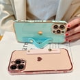 thumbnail image 6 of Dteck for iPhone 12 Pro Max Case Cute Luxury Love Heart Plating Gold Bumper Wristband Kickstand Full Body Protective Slim For Girls Women CaseFor iPhone 12 Pro Max,Mint, 6 of 7