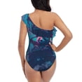 thumbnail image 5 of Sikiie DJ Panda Hot Air Balloon Print Women One Piece Swimsuits Tummy Control One Shoulder Bathing Suits Ruffle Swimwear, From S to XXL-X-Large, 5 of 6