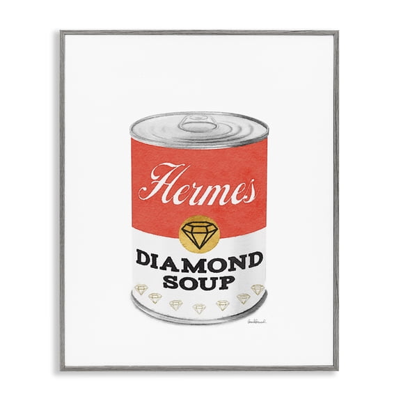 Stupell Industries Art Deco Glam Pop Condensed Soup Can Red Fashion Designer Gray Framed Giclee Art, 11 x 14, by Amanda Greenwood