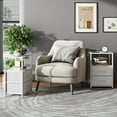 thumbnail image 2 of End Table with Charging Station, Side Table with 2 USB Ports and Outlets, Nightstand with Cloth Drawer, Set of 2, Couch Table, White TB01BW052, 2 of 12