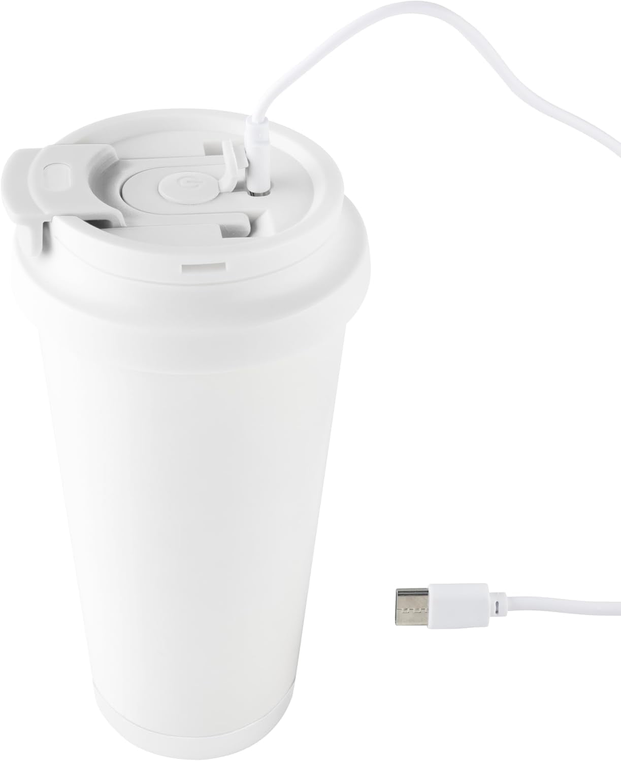 White Automatic Self-Stirring Coffee Mug with Lid, Battery Powered - Ideal for Coffee, Tea & Hot Chocolate