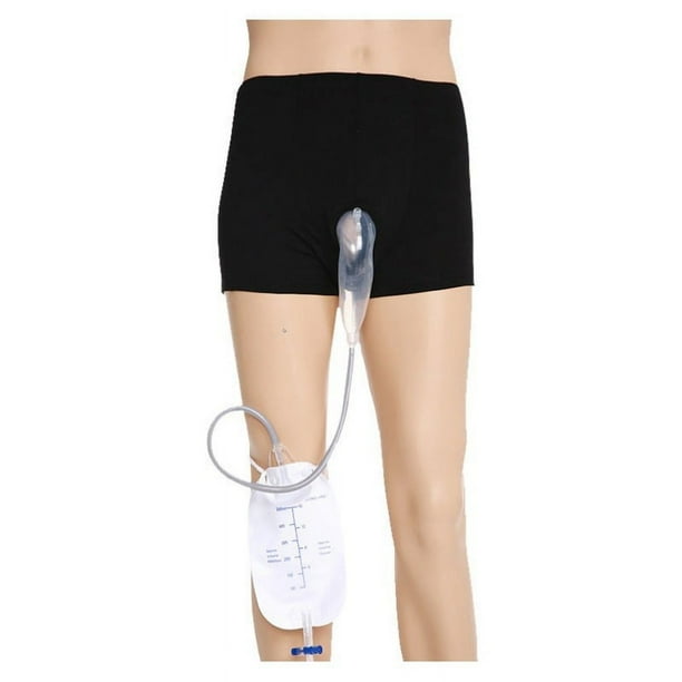 Orinal portátil para hombre, sistema de orinal, orinal portátil para hombres con 2 bolsas de orina de colección, orinal de silicona portátil reutilizable para hombre