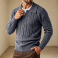 thumbnail image 7 of Sorvello Men's Fake Two Piece V Neck Cable Knit Sweater Long Sleeve Casual Fall Winter Pullover Top Layering Loungewear Dark Gray XXXL, 7 of 7