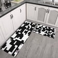 thumbnail image 3 of Kitchen Rugs and Mats Non Skid Washable Black Abstract Geometric` Kitchen Mat and Rug Set,Floor Cushion Waterproof Rug,Rubber Backed Area Rugs for Kitchen Laundry, 3 of 7