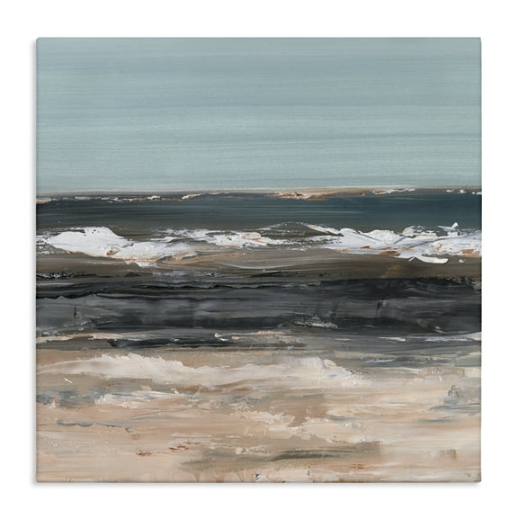 Stupell Industries Gloomy Traditional Beach Landscape & Nature Painting Wrapped Canvas Art Print Wall Art, 17 x 17